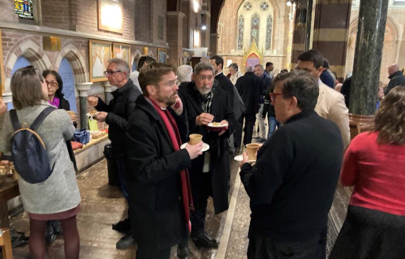 Clergy gathered after Chrism Mass.