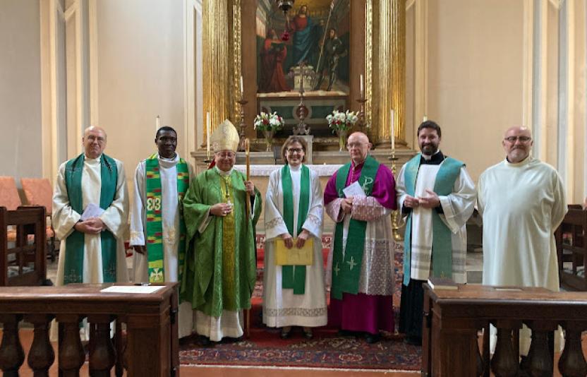 Bishop David and clergy at St George's in Venice.