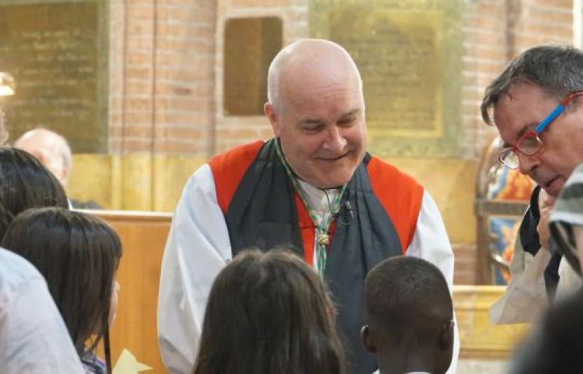 Archbishop of York greeting group of children