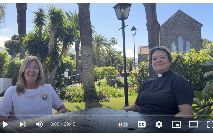 Two ladies in the grounds of All Saints Church Tenerife North