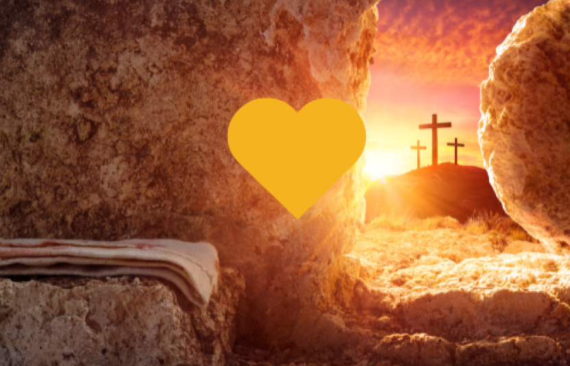 Easter scene with an orange heart