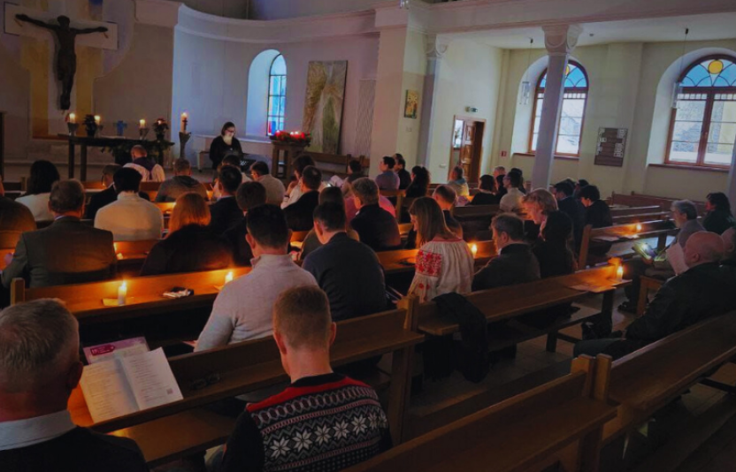 carols by candlelight in a church