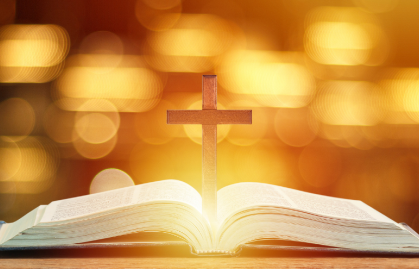Cross and open bible