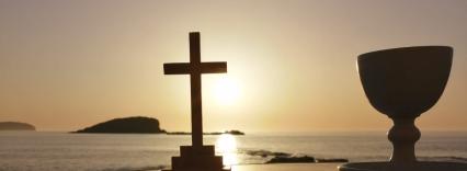 cross with sunset