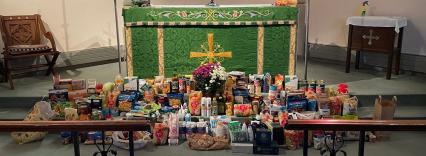 harvest - food at altre of church