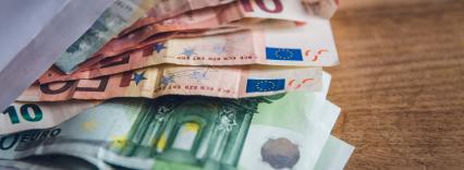 envelope with euros in