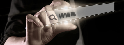 hand and web address