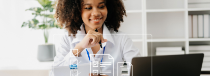 lady smiling at laptop