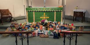 harvest - food at altre of church
