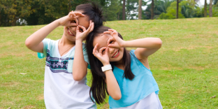 two children making faces