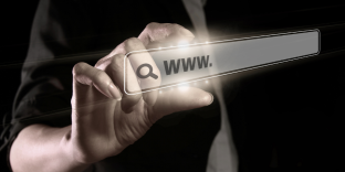 hand and web address