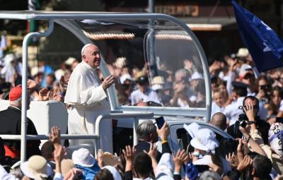 Pope Francis on a visit to Budapest.