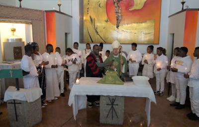 Bishop David at the St Anthony Abbot Church in Padova.