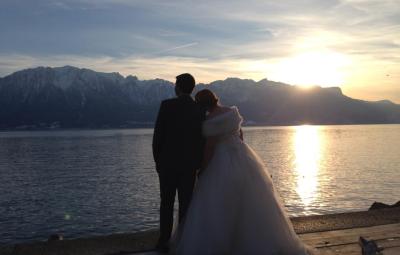 couple overlooking mountains
