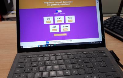 Picture of an online giving page on a computer
