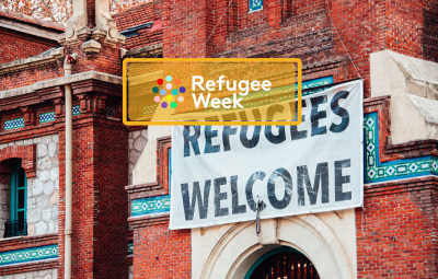 Refugee logo and sign
