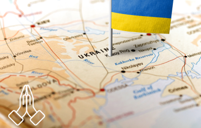 Flag of Ukraine in a map