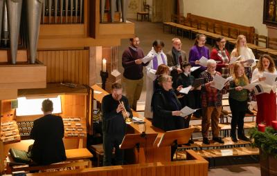 choir and organist in a church in stuttgart