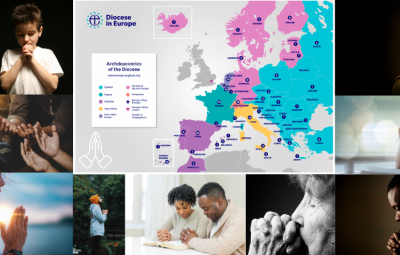 Selection of photos of people praying