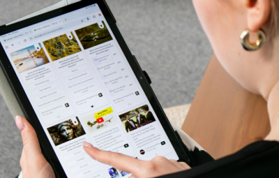 person looking at iPad