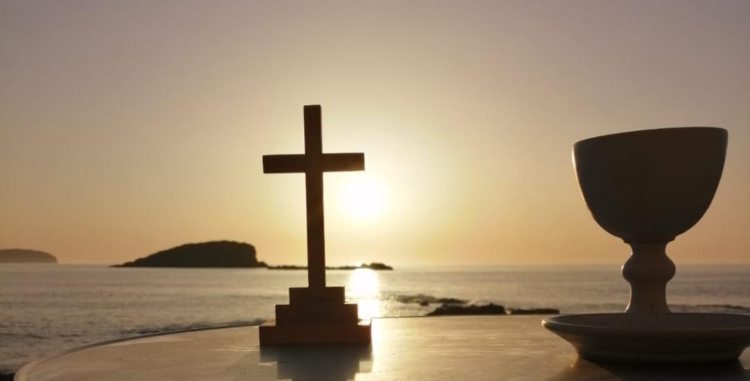 cross with sunset