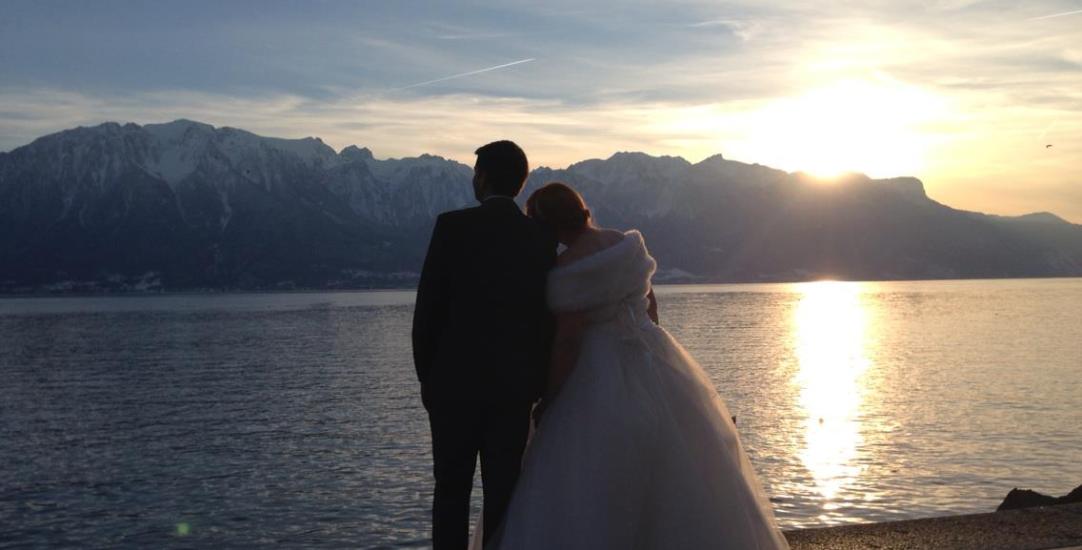 couple overlooking mountains