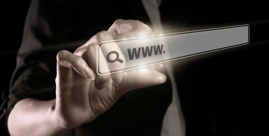 hand and web address