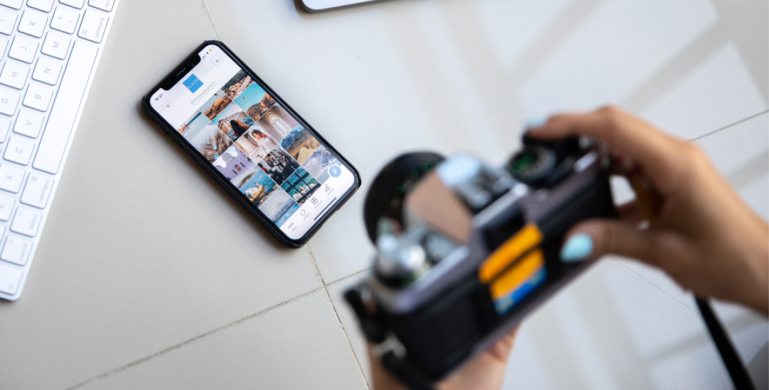 phone and a camera