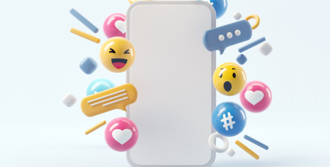 back of a mobile phone and emoji