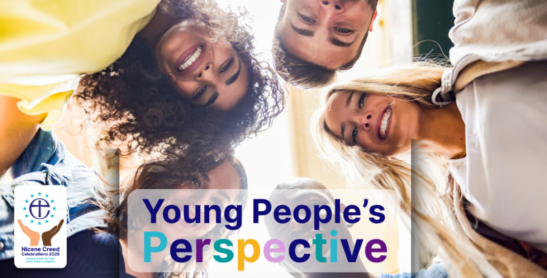 Words on a photo of young people